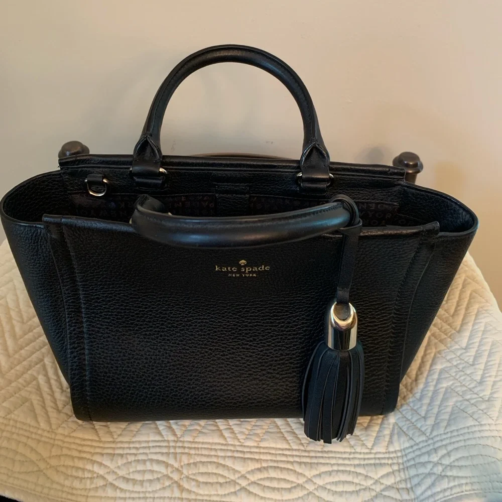 Kate Spade New York Small Rorie Wickham Place Black Leather Satchel Like New!